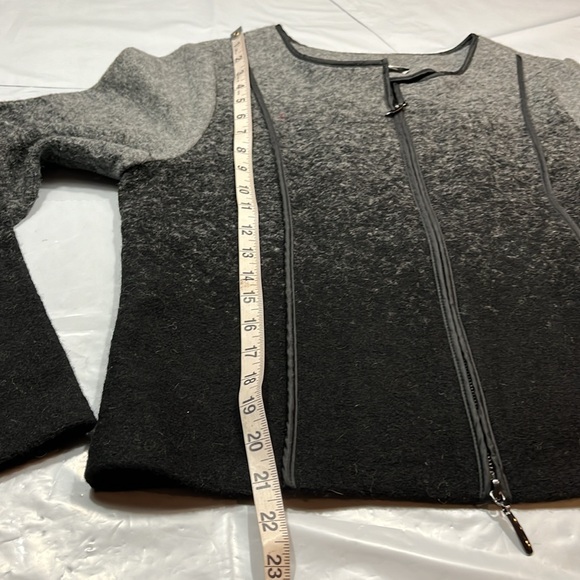 CARDUCCI Black gray hombre wool full double Zipper Sweater JACKET rounded neck L - Picture 9 of 13